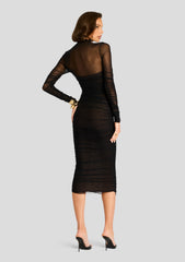 Trina Mesh Ruched Midi Dress