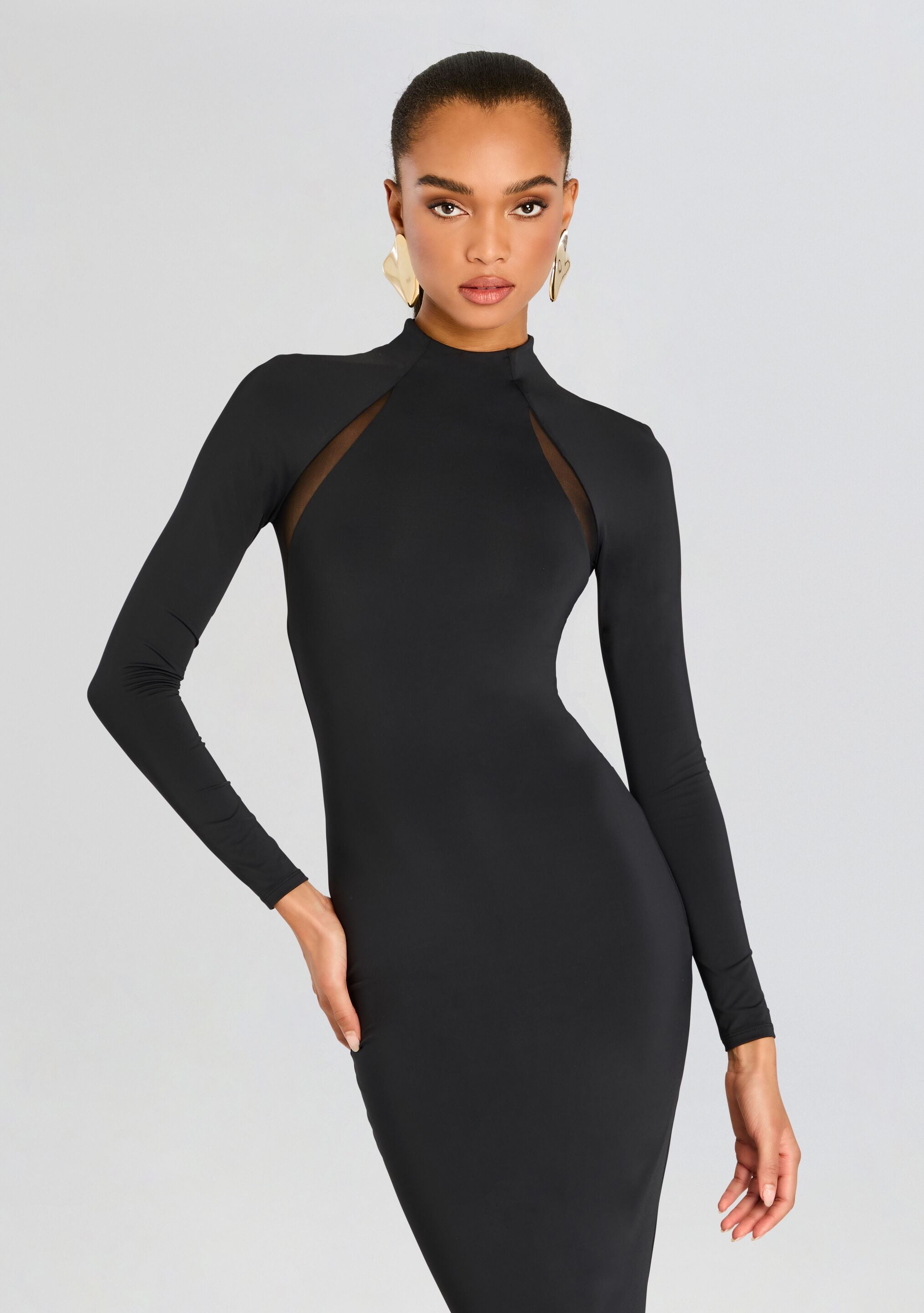 Krystal Maxi Dress with Mesh Paneling