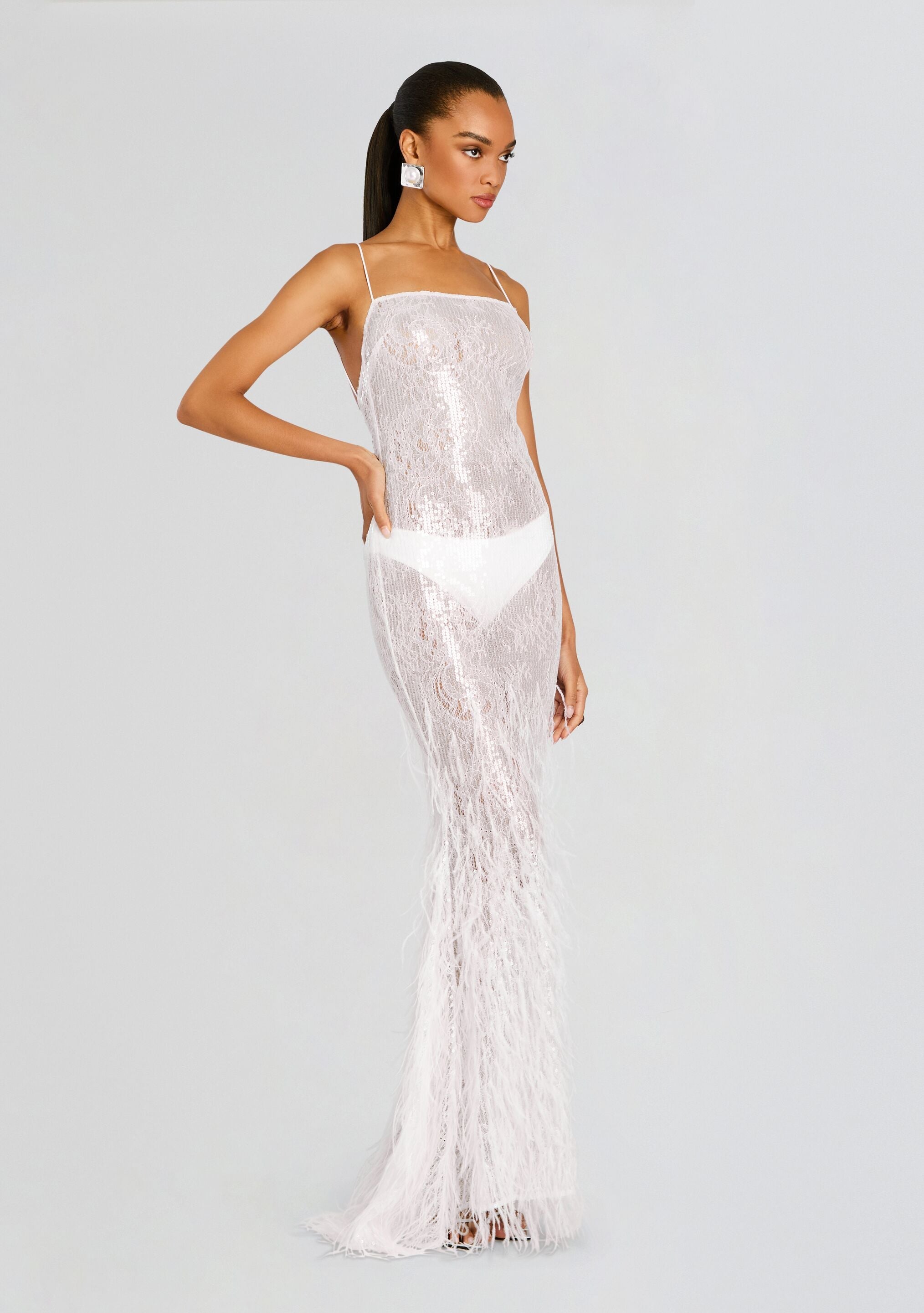 Odessa Sequin Feather Dress