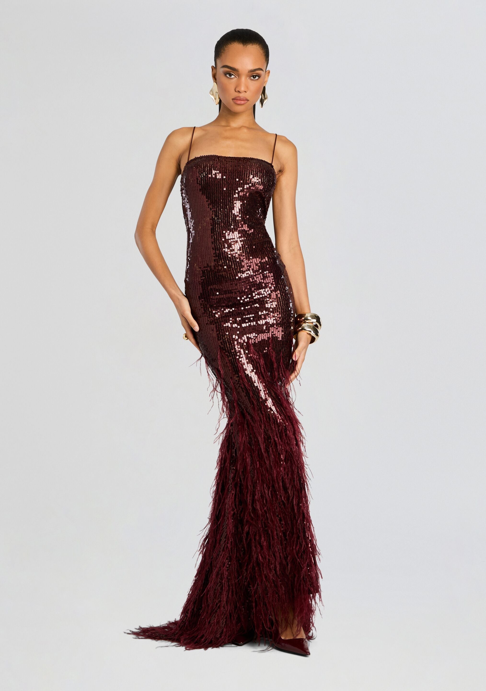 Odessa Sequin Feather Dress