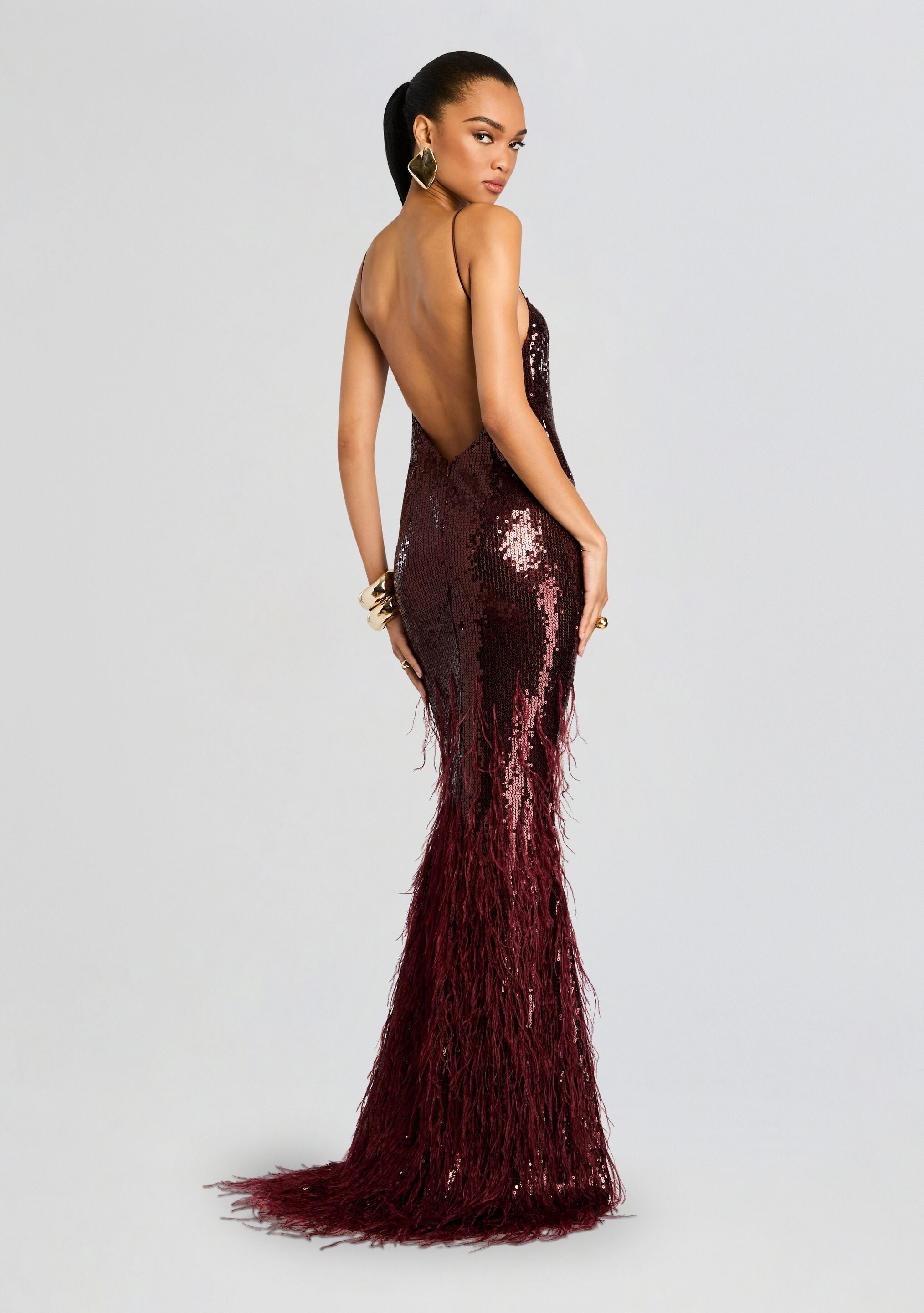 Odessa Sequin Feather Dress